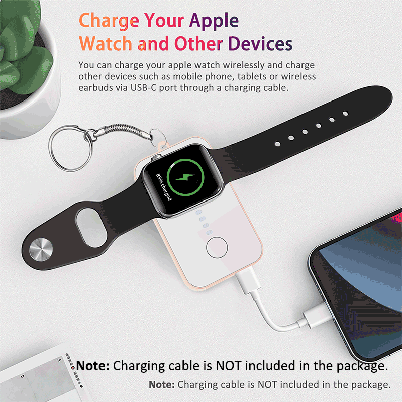 GaNinno ChargeMate MiniKey: Wireless Apple Watch Charger & Phone Power Bank Keychain
