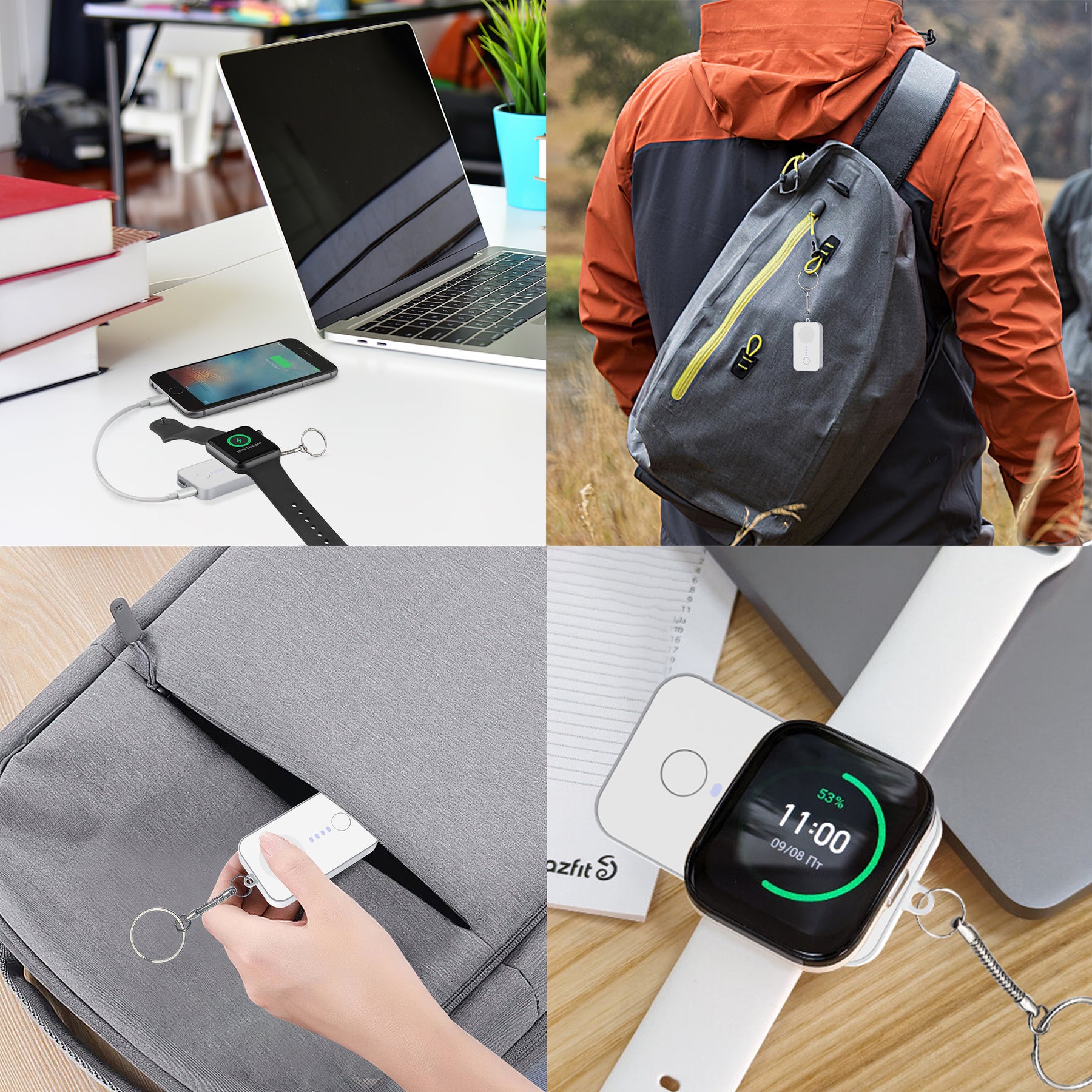 GaNinno ChargeMate MiniKey: Wireless Apple Watch Charger & Phone Power Bank Keychain