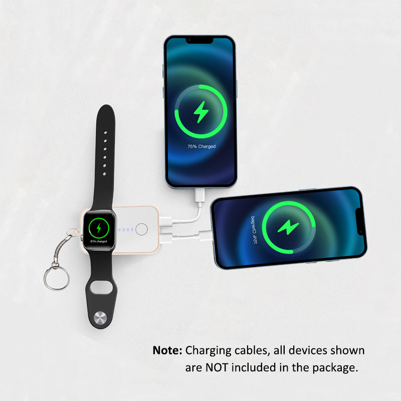 GaNinno ChargeMate MiniKey: Wireless Apple Watch Charger & Phone Power Bank Keychain