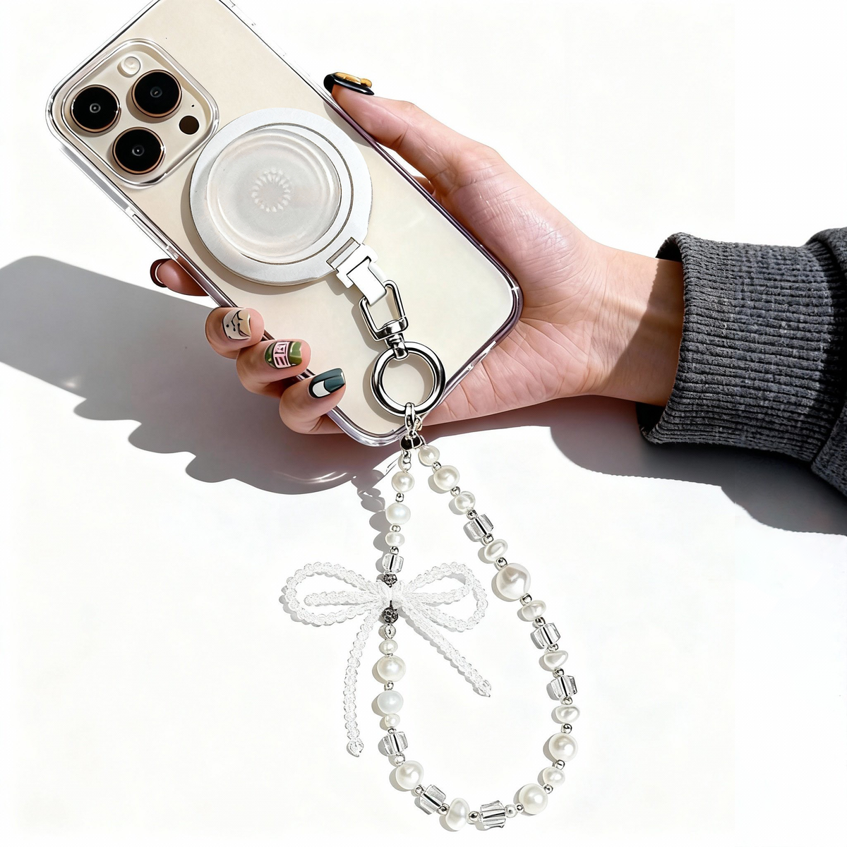 Magnetic Grip Strap/ Charm - Swappable Grip Base Stand with Strap Hook for Phones & Kindles Ganinno