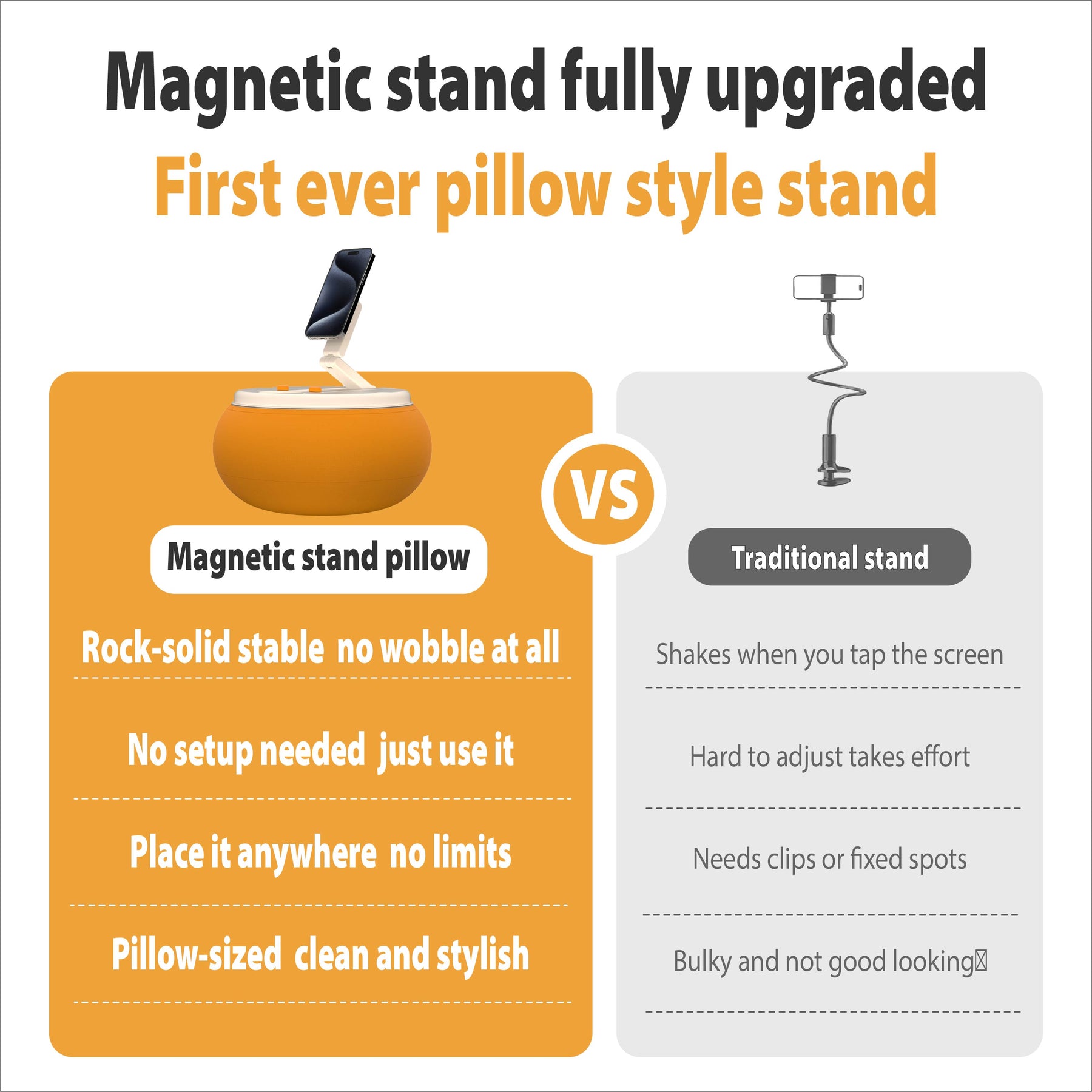 Magnetic stand pillow