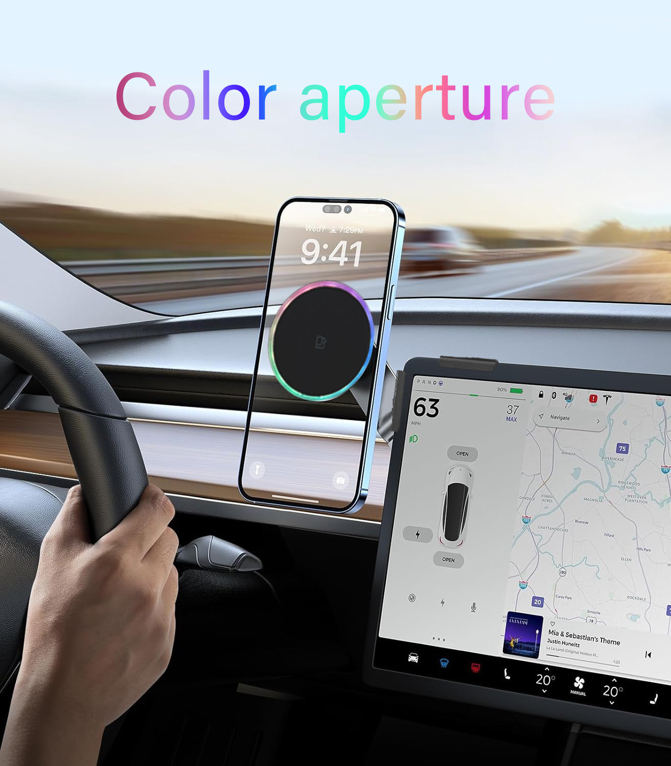 Tesla Phone Mount:Magnetic wireless charging,car mount