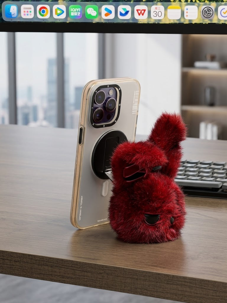 （Ships mid-November.）Plush Doll Magnetic Phone/Kindle/Kobo Grip & Foldable MagSafe Stand