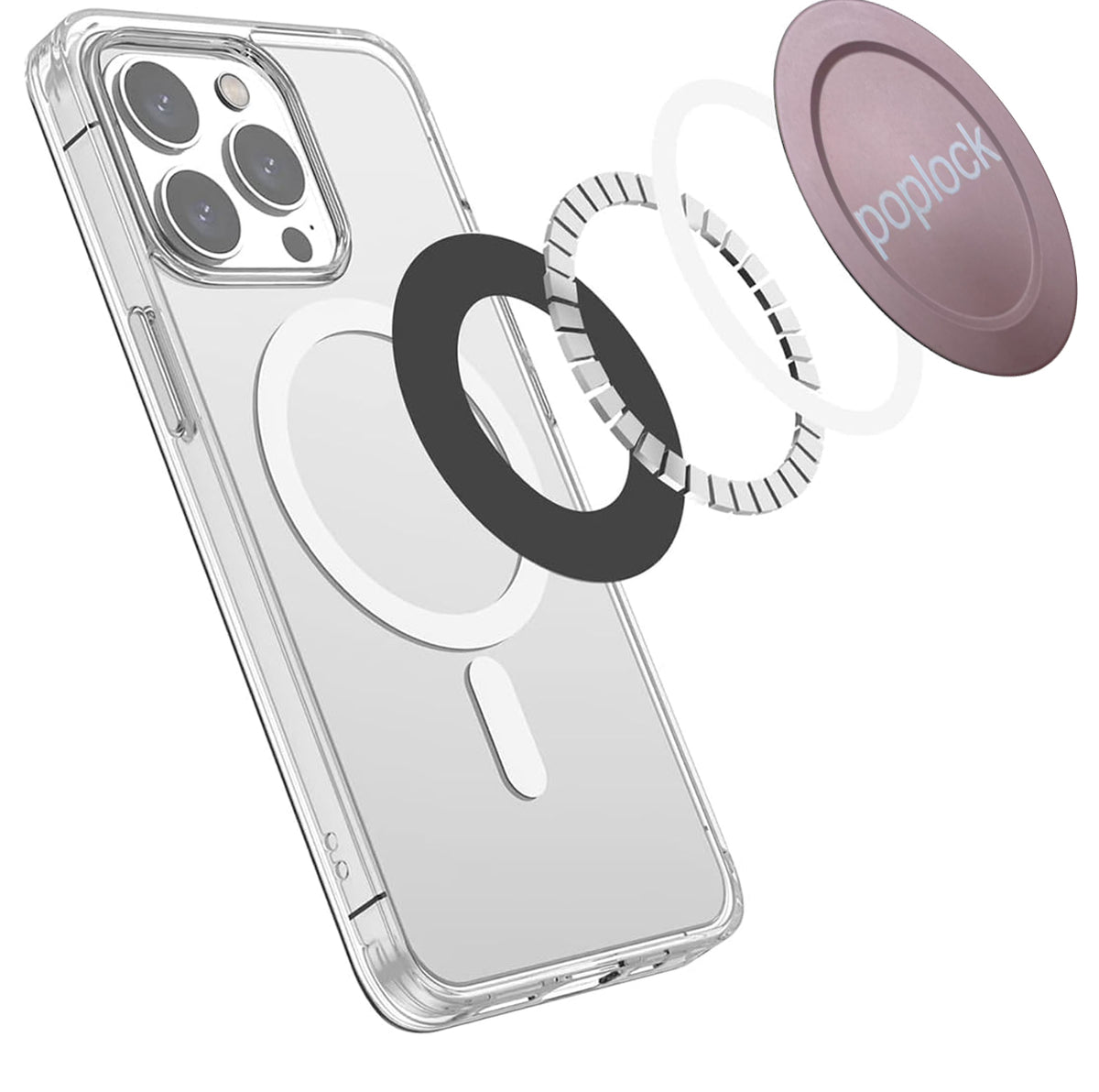 PopLock -  Magnetic Base Compatile MagSafe Case, Light Pink
