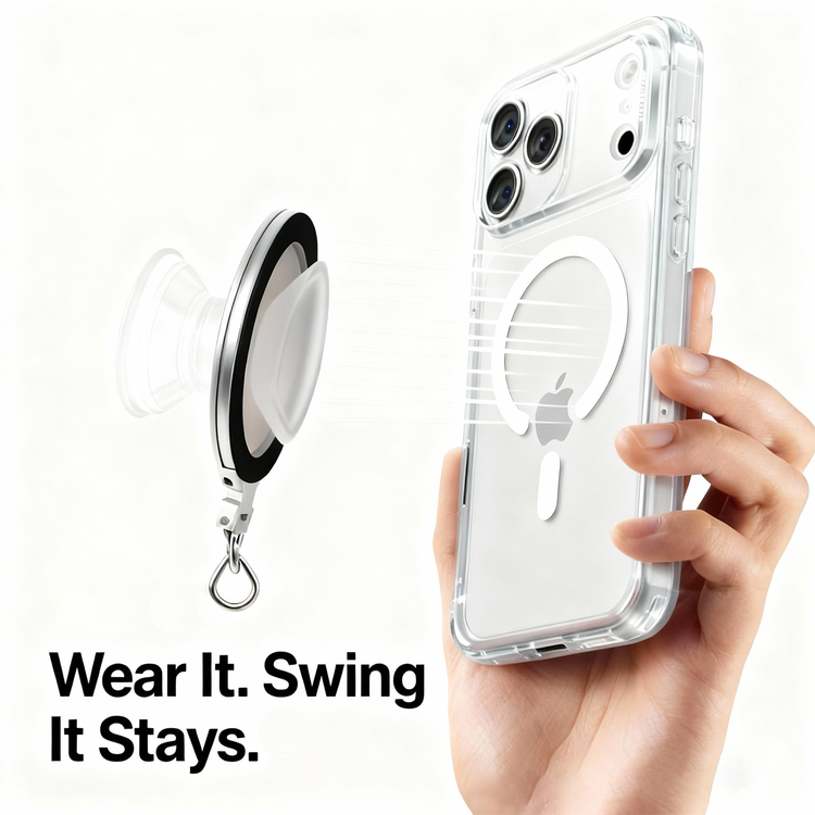 Magnetic Grip Strap/ Charm - Swappable Grip Base Stand with Strap Hook for Phones & Kindles