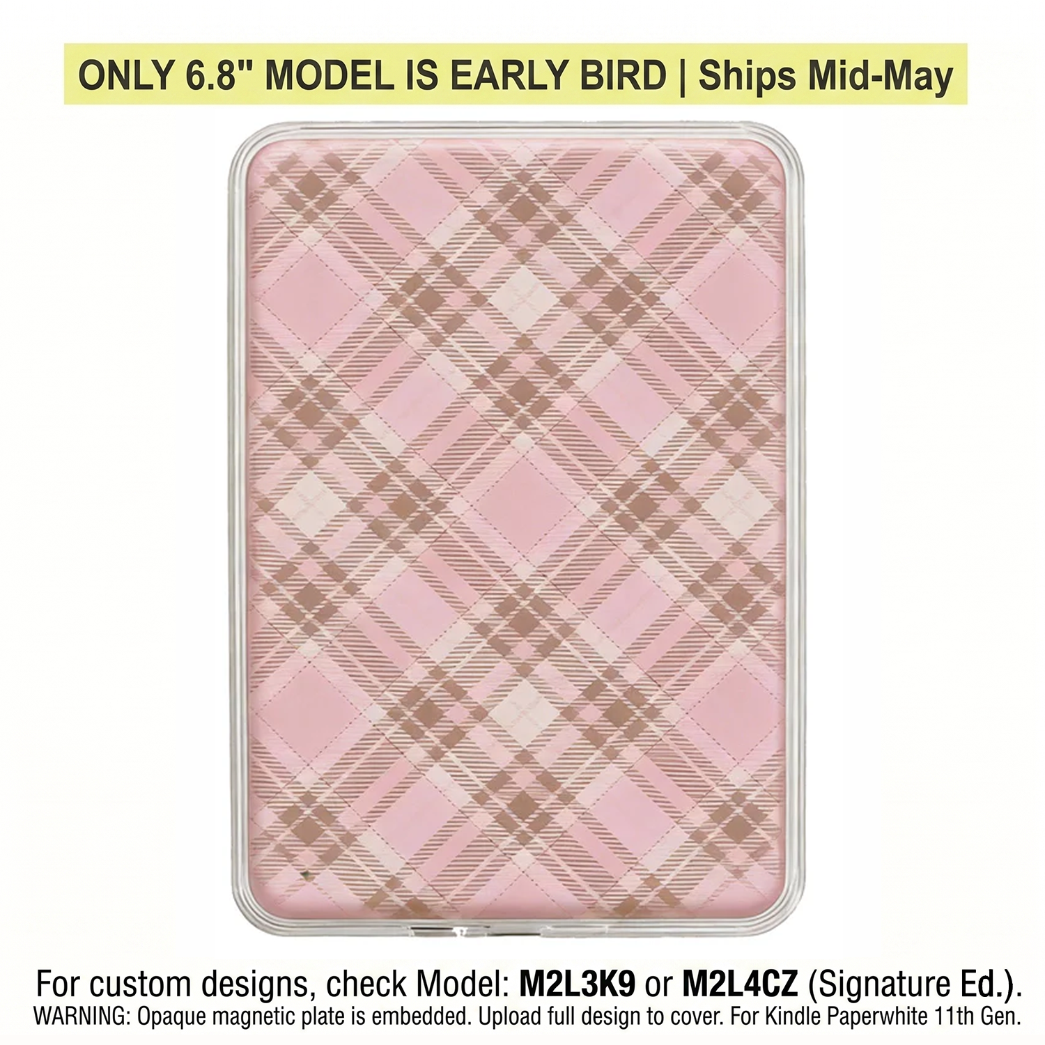 Ganinno® Blush Plaid- 12th/ 11th Gen Kindle MagSafe Case