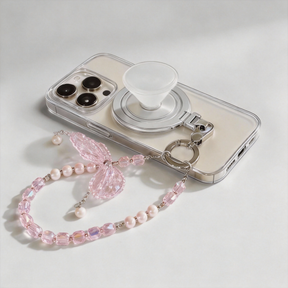 Bow Wrist Charm – Pink Crystal Aurora