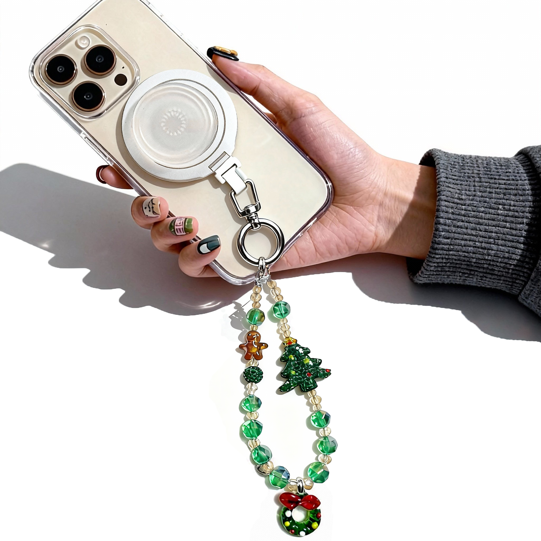 Magnetic Grip Strap/ Charm - Swappable Grip Base with Strap Hook for Phones & Kindles