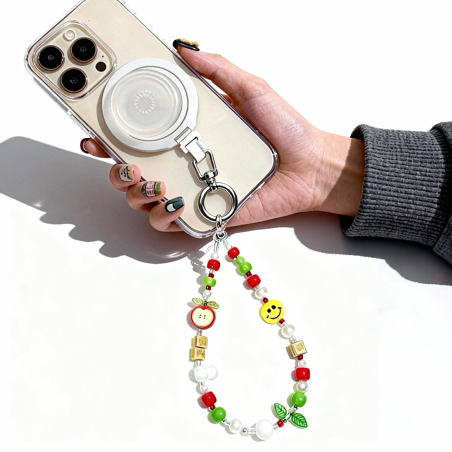 Magnetic Grip Strap/ Charm - Swappable Grip Base with Strap Hook for Phones & Kindles