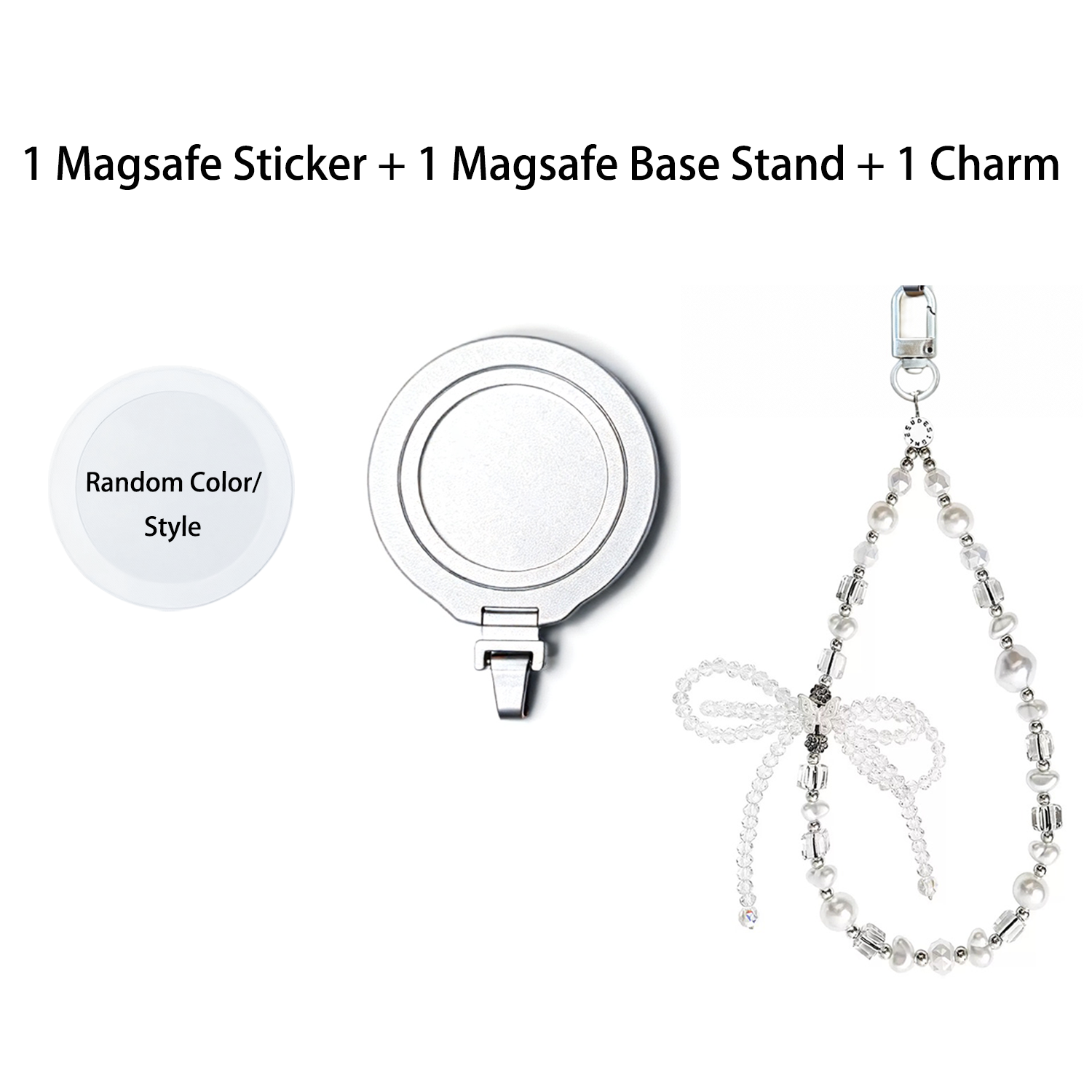 Magnetic Grip Strap/ Charm - Swappable Grip Base Stand with Strap Hook for Phones & Kindles