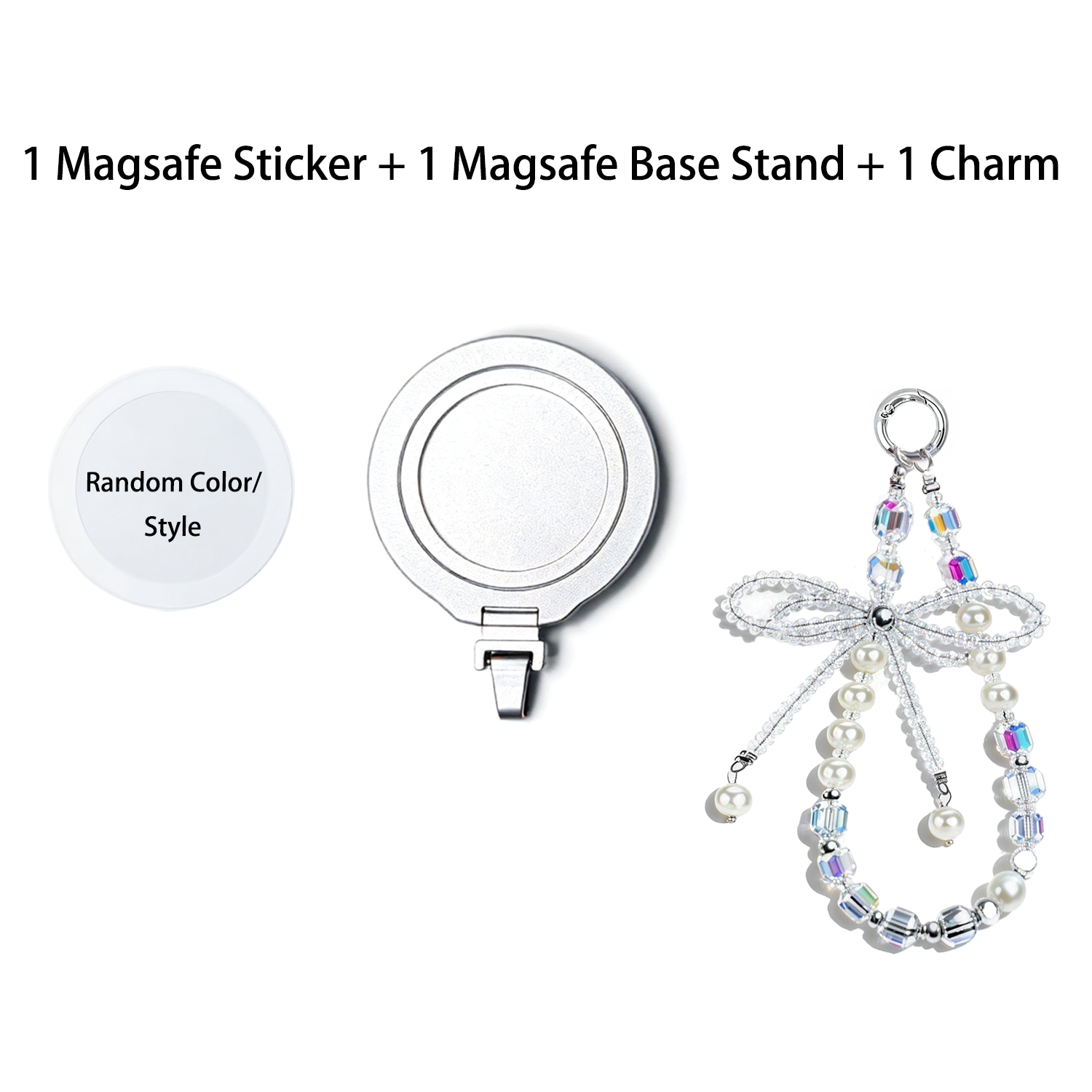 Magnetic Grip Strap/ Charm - Swappable Grip Base Stand with Strap Hook for Phones & Kindles