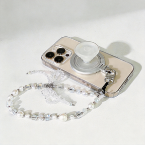 Bow Wrist Charm – Pearl Silver