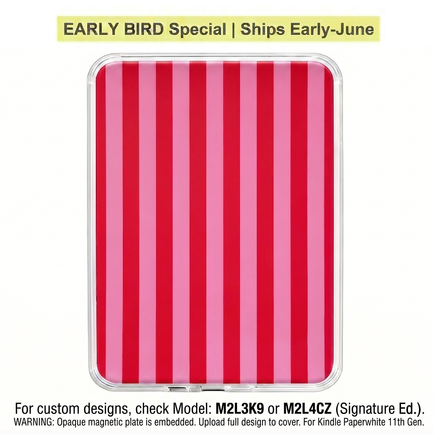 Ganinno® Pink Stripes- 12th/ 11th Gen Kindle MagSafe Case